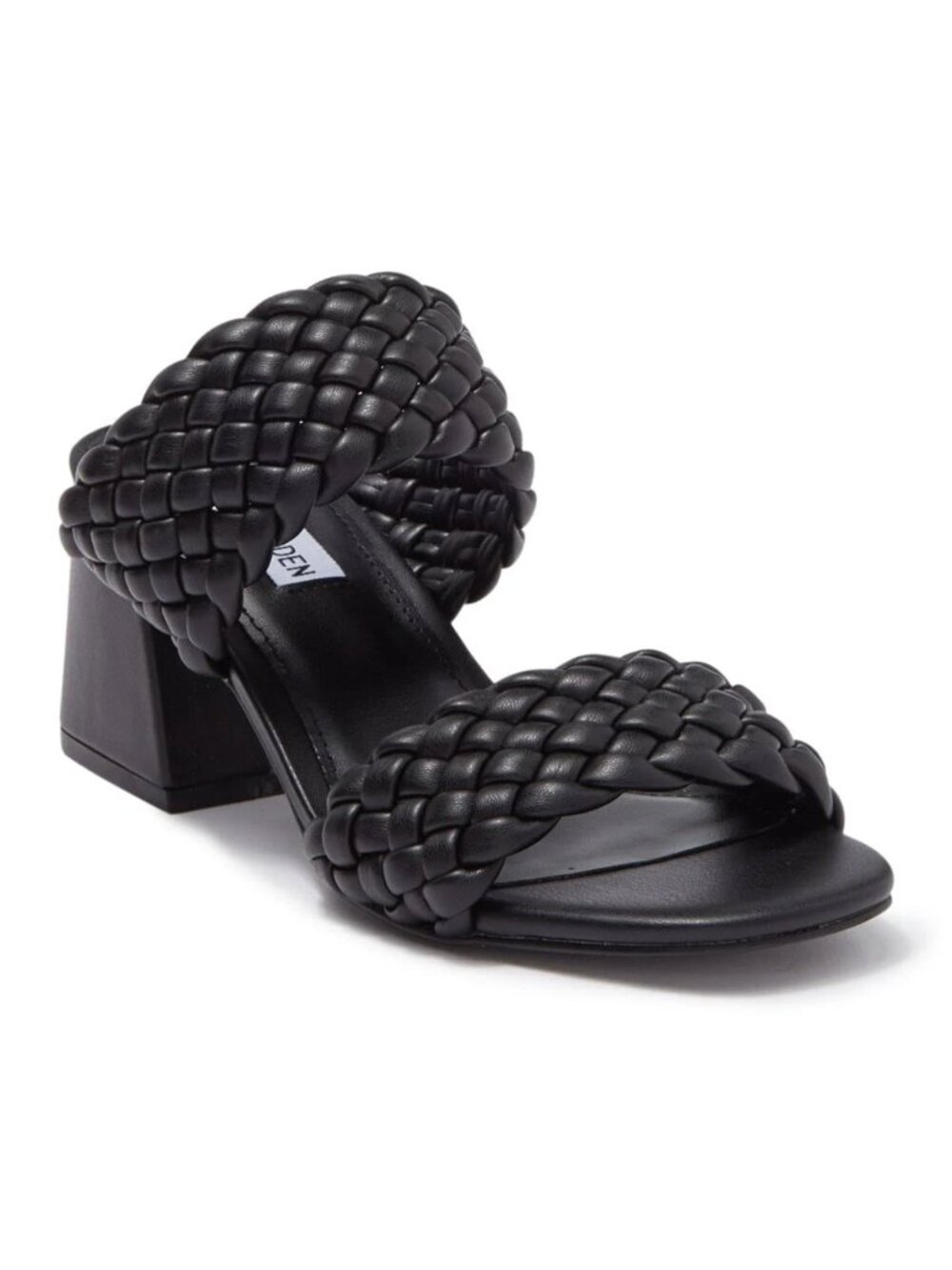 Steve Madden Daphnee Braided Black Block Heel Sandals Size 6